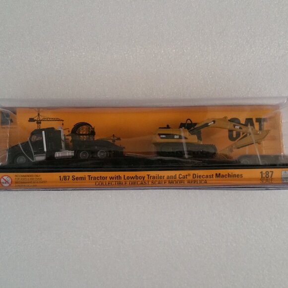 Cat® Semi Tractor with Lowboy Trailer and Diecast Machines - Picture 1 of 10